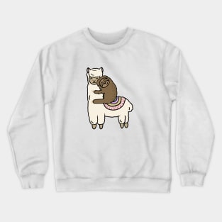 Cute Llama Alpaca with Sloth Best Friends Crewneck Sweatshirt